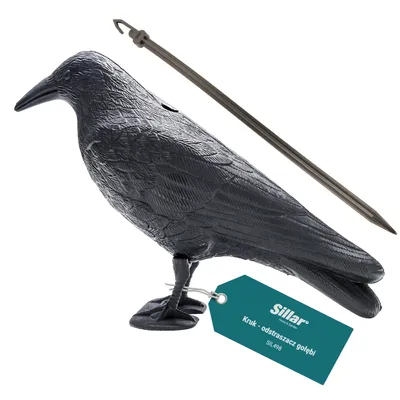 Image de Sillar 1x répulsif à oiseaux « Corbeau » 34 cm – Effaroucheur de pigeons pour balcon et jardin