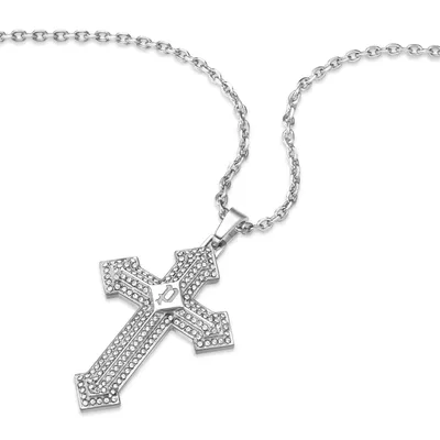Produktbild von Police Herrenhalskette, Anhänger Kreuz PEAGN0036501 Edelstahl, Zirkonia