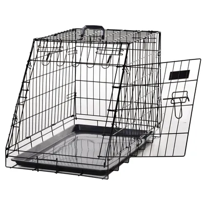 Image de PawHut Cage de transport pour chien taille L dim. 77L x 47l x 55H cm métal noir