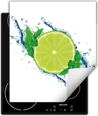 Produktbild von DarHaus Herdabdeckplatte 45x52 cm Anti Rutsch Matte Aufrollbar, weiß - Limette
