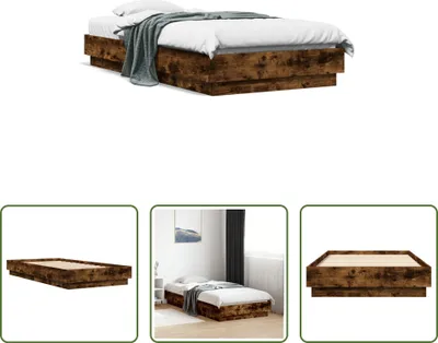 Produktbild von The Living Store Bettgestell Räuchereiche 90x190 cm Holzwerkstoff