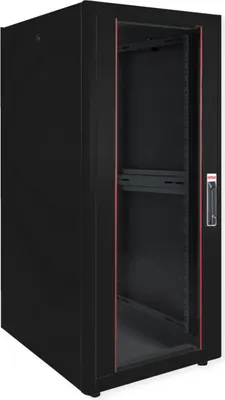 Produktbild von ROLINE Netzwerkschrank Basic 48,26cm 19Zoll 32 HE 600x600 BxT Glastür schwarz
