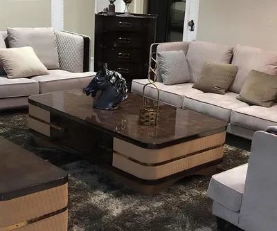 Produktbild von Couch Tisch Kaffee Beistell Designer Tische Wohnzimmer Sofa Edler Holz Leder Neu