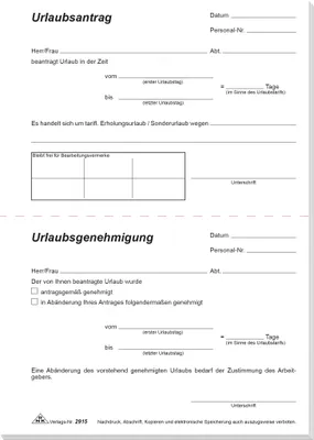 Produktbild von RNK Urlaubsantrag 2915 DIN A5 50Blatt