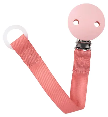 Produktbild von Schnullerband mit Clip und Silikonring - Schnullerhalter für alle Schnuller - Zubehör für den Kinderwagen - BPA-frei - Rosa