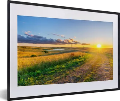 Produktbild von MuchoWow® Gerahmtes Poster Sonne - Natur - Landschaft 60x40 cm - Poster mit Schwarzem Bilderrahmen Wandposter Rahmen Foto Bilder - Schlafzimmer - Plakat in Rahmen - Drucken