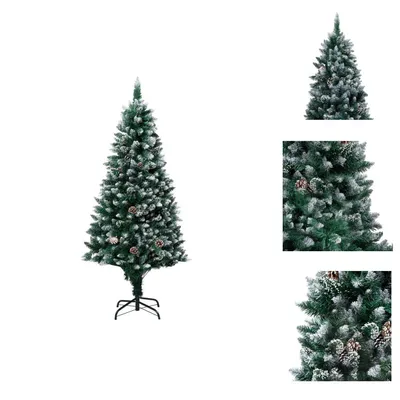 Zdjęcie produktu dla vidaXL Sztuczna choinka z szyszkami i śniegiem 180 cm - Choinki świąteczne