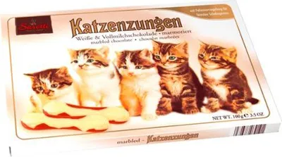 Produktbild von Sarotti Katzenzungen Weiße und Vollmilchschokolade marmoriert 100g