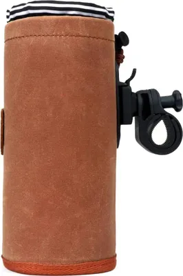 Imagen del producto de Soporte para botellas de agua para bicicleta, fabricado en lona y cuero, giratorio 360°, estable, ideal para paseos en bicicleta