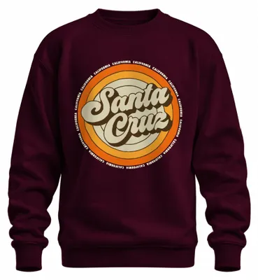 Immagine prodotto di Santa Cruz California Retro Sunset Surfer Surfing Beach Felpa Unisex Pullover, Borgogna, L