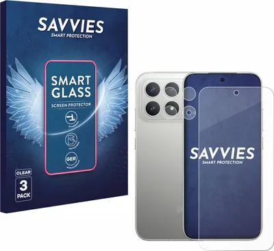 Produktbild von 3x Savvies Schutzglas Folie für Xiaomi Poco F8 Pro (Display+Kamera) 9H Panzer Schutzfolie Glas Displayschutz klar transparent