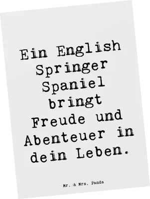 Produktbild von Mr. & Mrs. Panda Postkarte Spruch English Springer Spaniel Freude - Weiß - Geschenk, Hunde, Ansichtskarten, Apportierhund, intelligent, energiereiche, Leben bereichern