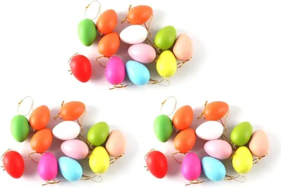 Productafbeelding van Kunststof paaseieren simulatie eieren 5,6 - Set van 36 - 3,8 cm met koord voor Pasen boomversiering DIY