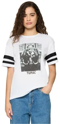 Zdjęcie produktu dla Koszulka damska Mr. Tee Ladies 2Pac Stripes Tee, biała – rozmiar S