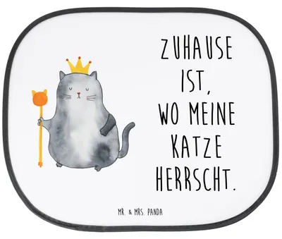 Produktbild von Mr. & Mrs. Panda Sonnenschutz Auto Katze König - Weiß - Geschenk, Sonnenblende, Wohnung, Cats, fensterblende, Autosonnenschutz, Katzen, pkw, Haha, Familie