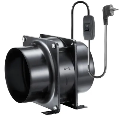 Axialer Rohrventilator 100 mm, 119 m³/h, 18 W, 2700 U/min, schwarz