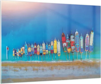 Produktbild von Bilder auf glas - Einteilig - Schiffe Strand Perspektive - 100x70cm - Glasbilder - Wandbilder - Bilder - Wanddekoration aus Glas - Glas Bilder - Wandbild auf Glas - GAA100x70-4415