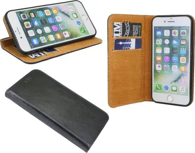 Produktbild von Elegante ECHT LEDER Buch-Tasche Hülle für das HTC Desire 12 in Schwarz Wallet Book Style Cover Schale@ cofi1453