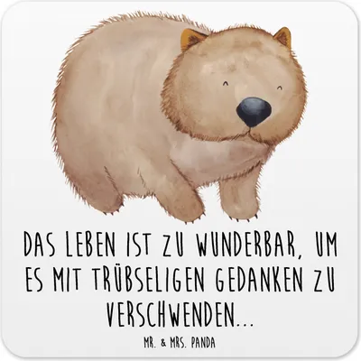Produktbild von Mr. & Mrs. Panda Getränkeuntersetzer Wombat 15er Set - Weiß - Geschenk, Glas-Untersetzer, Tassenuntersetzer, Das Leben Ist schön, Untersetzer Tassen, Tischuntersetzer