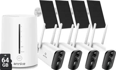 Produktbild von Solar-Sicherheitskamera, 4MP Auflösung, Dual-Band-WiFi, 5200mAh 4Stück 64G