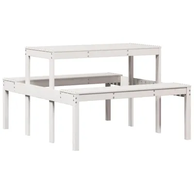 Zdjęcie produktu dla Stół piknikowy, biały, 110x134x75 cm, lite drewno sosnowe