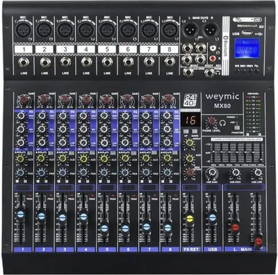 Productafbeelding van Famanu 8-kanaals mixer met DSP en USB-aansluiting - Professioneel voor DJ's en karaoke
