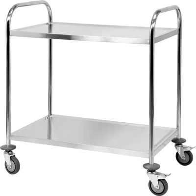 Immagine prodotto di Carrello di servizio, carrello da cucina, carrello di sgombero 2 ripiani 860x530x950 mm in acciaio inox