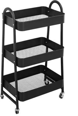 Produktbild von SVITA Servierwagen mit Rollen 3 Ebenen Küchenwagen klein Badezimmer Regal Schwarz