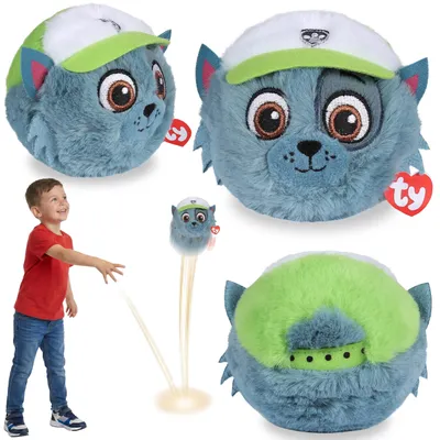 Produktbild von TY PAW Patrol Rocky Plüschball, hüpfendes BEANIE BOUNCERS Maskottchen, Geschicklichkeitsspielzeug 10 cm