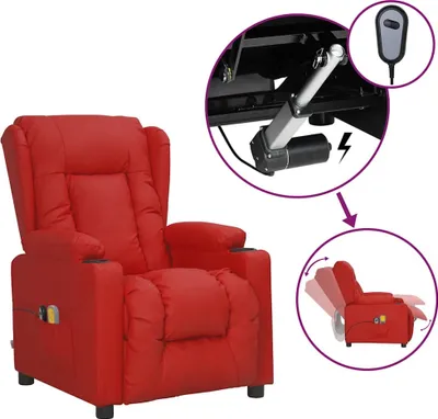 Produktbild von Massagesessel Elektrisch Weinrot Kunstleder
