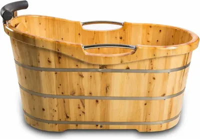 Immagine prodotto di PureHaven vasca autoportante in legno 135x67 cm in legno di cedro 120 L design ergonomico superficie di facile manutenzione telaio rinforzato incl. scarico
