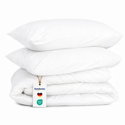 Produktbild von Komfortec Premium Bettwäsche 240x220 cm Bettbezug + 40x80 cm 2 Kissenbezüge, gebürstet 100% Polyester-Mikrofaser 120 g/m², 3teiliges Superweiches Bettwäsche-Set, Weiß, KI-generiertes Bild