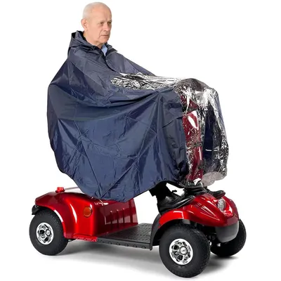 Produktbild von E-Scooter Regenponcho,wind- und wasserdicht,Rollstuhl-Regenmantel, Outdoor-Poncho mit Kapuze und transparentem Fenster, ideal für Outdoor-Aktivitäten