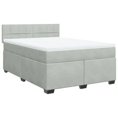 Produktbild von Boxspringbett mit Matratze Hellgrau 160x200 cm Samt