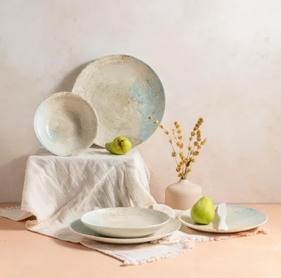 Imagen del producto de Hermia Concept, juego de vajilla de alta calidad (24 piezas) fabricado con porcelana 100%, apto para lavavajillas