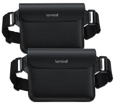 Obrázek produktu pro Vodotěsná ledvinka crossbody taška - 22 x 16 cm - Černá - Sada 2 ks s nastavitelným popruhem - Na pláž a plavání