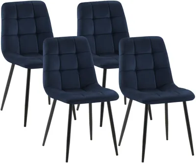 Produktbild von CLP 4er Set Esszimmerstuhl Tilde gepolstert mit Rückenlehne bis 150 kg belastbar blau Material Samt, KI-generiertes Bild