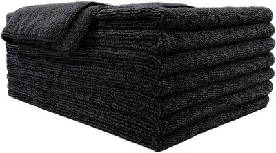Produktbild von Famanu Mikrofaser-Handtücher für das Haar – Professionelle Qualität – Schnelltrocknend – 40,6 x 73,7 cm – Schwarz