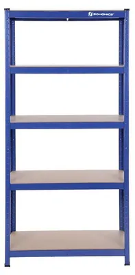 Immagine prodotto di Scaffale metallico per magazzino – 5 ripiani regolabili – colore blu – 150 x 75 x 30 cm
