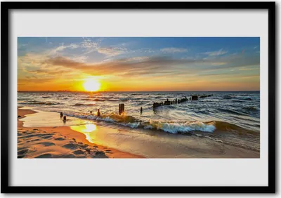 Produktbild von Bild 100x70 MDF-Rahmen Wandkunst Sea Sunset Beach