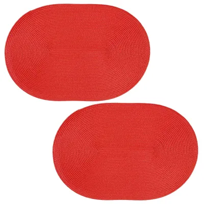 Produktbild von Platzset 2er Set Rot oval ca. 45x30 cm Platzdeckchen Tischset geflochtene Optik