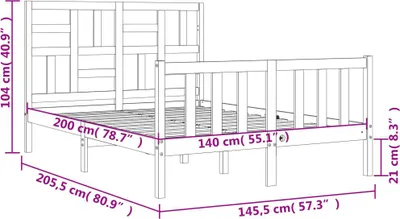Produktbild von vidaXL Massivholzbett ohne Matratze 140x200 cm Kiefernholz