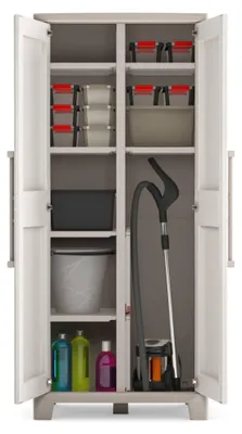 Produktbild von Dmora Außenschrank Grimsby 80x44x182h cm Braun Sand, 8 Regale, Wasserdicht