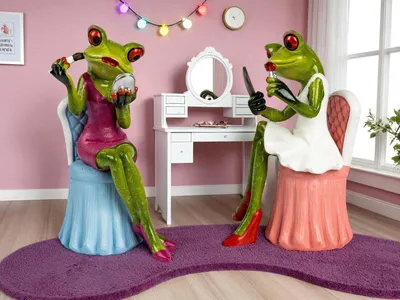 Produktbild von formano 2er Set Frosch Figuren Beauty auf Stuhl 9x15 cm handbemalt lustige Deko