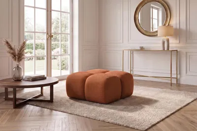 Productafbeelding van Kaiser Möbel: Hocker, pouf, bekleed met gestructureerd premiummateriaal "Sonic", kleur koper, model Averro