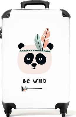 Obrázok produktu pre NoBoringSuitcases.com® Kufr Príručná batožina Kufr na kolieskach Malý cestovný kufor na 4 kolieskach - Panda - Be wild - Feathers - Indian dress - Child - Cabin Size < 55x40x23 cm & 55x40x20 cm - Foto kufor - Príručný kufor - Palubná batožinaPríručná batožina Kufrík 55x35x20 cm, 36L,