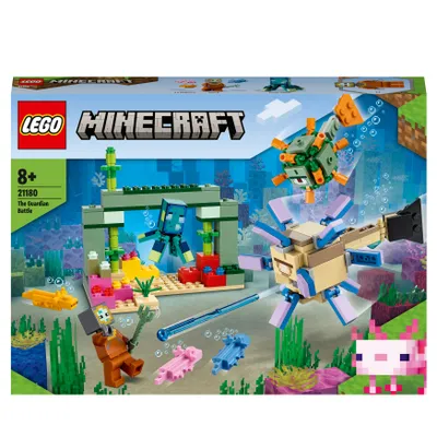 Zdjęcie produktu dla LEGO 21180 Minecraft Pojedynek strażników, podwodna przygoda, zabawka dla dzieci od 8 lat, prezent dla dzieci z figurkami i stworzeniami