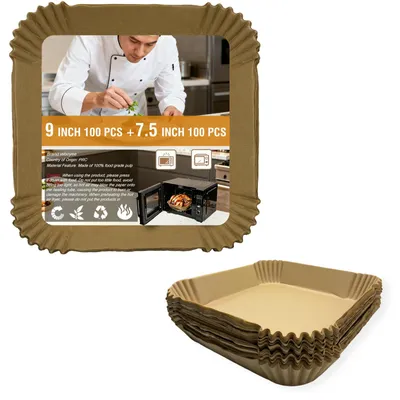 Productafbeelding van Bakpapier voor heteluchtfriteuses - Anti-aanbaklaag - Wegwerpbakpapier voor 6QT en 8QT heteluchtfriteuses - 200 stuks