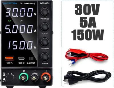 Obrázek produktu pro Nastavitelný stejnosměrný napájecí zdroj, výstup 30V 5A, nabíjecí porty USB, DPS305U 30V 5A