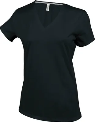 Produktbild von Kariban Damen T-Shirt mit V-Ausschnitt RW711 (S) (Schwarz)
